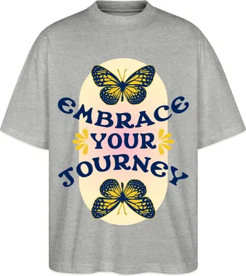 Produktbild von Spreadshirt Embrace Your Journey Hippie Y2K Spiritualität Retro Design Oversize Uni T-Shirt, XS, Grau meliert