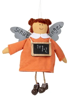 Produktbild von Schutzengel aus Stoff & Metall 18 cm Glücksbringer für Kinder & Erwachsene