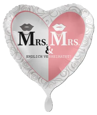 Produktbild von 18"/Ø43cm Herz Folienballon "Mrs. & Mrs."