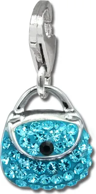 Produktbild von SilberDream hellblau Charm Tasche klein Zirkonia Silber Charms Anhänger GSC558H