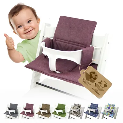 Produktbild von BAMBINIWELT Ersatzbezug, Kissen-Set für Hochstuhl Kinderstuhl Stokke Tripp Trapp, Sitzverkleinerer, ORG. bordeaux