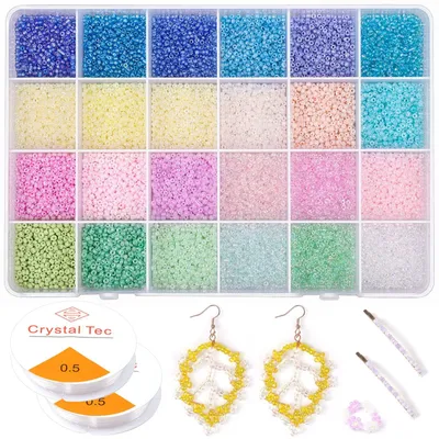 Produktbild von Glasperlen 2 mm, Pastellfarben, 12.000 Stück, für Schmuckherstellung