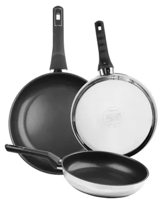 Bratpfannen-Set 20-24-26 cm, 3-teilig, Edelstahl, Antihaft, Induktion