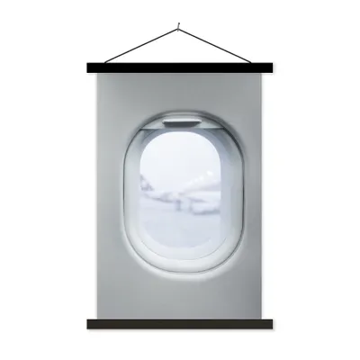 Produktbild von MuchoWow® Textilposter Blick aus dem Flugzeugfenster 40x60 cm mit schwarzem Rahmen - Wanddekorationen