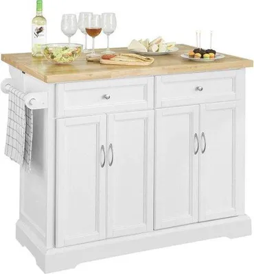 Zdjęcie produktu dla Drewniany wieszak na ręczniki do kuchni – 2 szuflady – 115 x 92 x 46–71 cm