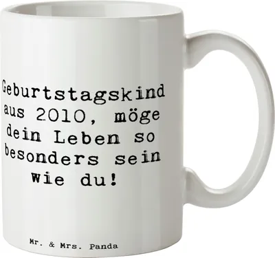 Produktbild von Mr. & Mrs. Panda Teetasse Spruch 2010 Geburtstag - Weiß - Geschenk, Jahrgang, Tasse, Glückwunsch, besonderer, Becher, Geburtstagswünsche, cappuccinotasse, Kaffeetasse