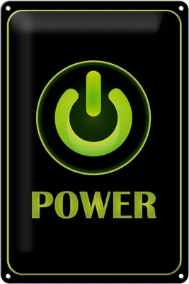 Produktbild von Blechschild Hinweis 20x30cm Power Taste Wanddeko