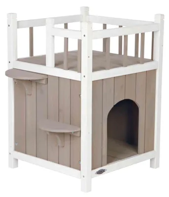 Produktbild von TRIXIE Cat's Home mit Balkon - grau/weiß - 45 × 65 × 45 cm