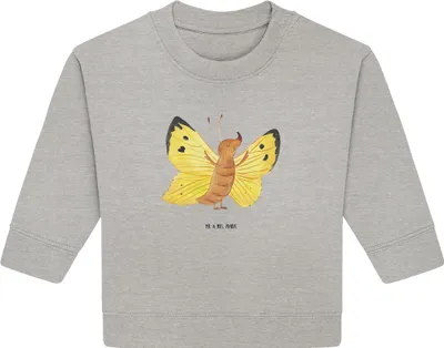 Produktbild von Mr. & Mrs. Panda Organic Baby Pullover Schmetterling Zitronenfalter 6. - 12. Monat - Heather Grey - Geschenk, Lustige Sprüche, Bullover, Liebe, Fakt, Außergewöhnlich