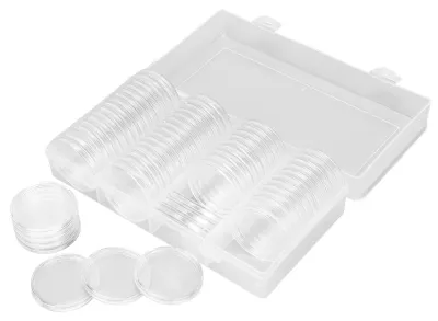 Image de Boîte de rangement transparente pour pièces de monnaie, capacité de 60 pièces, capsules de 41 mm, boîte de rangement pour collectionneurs de pièces