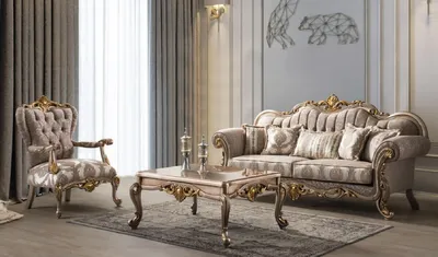 Produktbild von Casa Padrino Luxus Barock Wohnzimmer Set Grau / Silbergrau / Gold - 2 Sofas & 2 Sessel & 1 Couchtisch - Handgefertigte Wohnzimmer Möbel im Barockstil - Edel & Prunkvoll