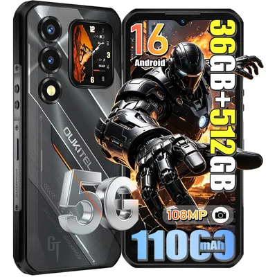 Produktbild von OUKITEL WP66 5G Handy Outdoor Smartphone Ohne Vertrag,11000mAh/33W 6,6'' FHD+ 120Hz+ 1,81'', Dimensity 7025 36+512GB 108MP IP68 Android 16 NFC,Schwarz