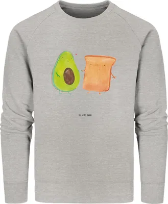 Produktbild von Mr. & Mrs. Panda Baumwoll Sweatshirt Avocado Toast Größe S - Heather Grey - Geschenk, Pullover, Hochzeitsgeschenk, Sweater, Jahrestag, Pulli, Liebe, Freundin