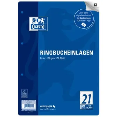 Produktbild von OXFORD Ringbucheinlage A4 liniert, 50 Blätter