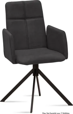 Produktbild von Armlehnstuhl (2er-Set) Druci 52x92x60 Schwarz/Anthrazit