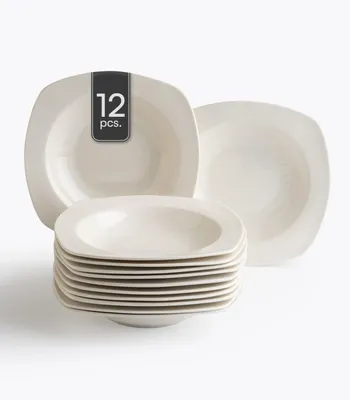 Produktbild von Suppenteller - 24 x 24 cm - Weiß - Bone China - eckig - 12er Set