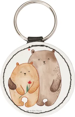 Produktbild von Mr. & Mrs. Panda Schlüsselanhänger Bären Liebe - Weiß - Geschenk, anhänger schlüssel, Kuscheln, mini, Verknallt, Freundin, Bär, Blume, Hochzeitstag, Taschenanhänger