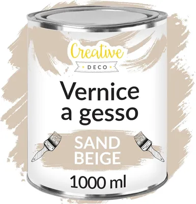 Immagine prodotto di Creative Deco Vernice a Gesso Beige | 1L | Vernice per Legno Opaca, Lavabile | Chalk Paint| Pittura Mobili per Restauro di Mobili e Decorazione