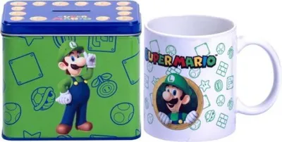 Produktbild von Nintendo Super Mario Bros Luigi Tasse +  Geld-Box-Set