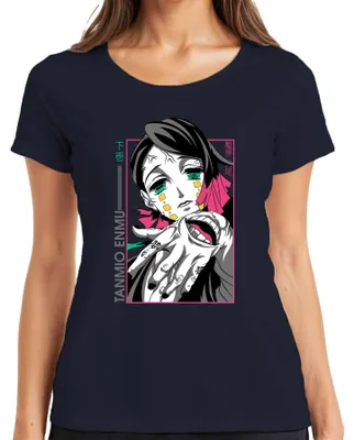 Produktbild von Enmu Dämon Anime Manga Horror Neon Cyberpunk Japan Y2K Streetwear Damen T-Shirt, Navy, S