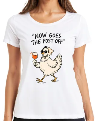Produktbild von Now Goes The Post Off Huhn Aperol Spritz Wein Lustig Denglish Damen T-Shirt, Weiß, 3XL