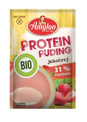 Obrázok produktu pre JAHODOVÝ PROTEÍNOVÝ PUDING BEZ PRIDANÉHO CUKRU, BEZLEPKOVÝ,45 g - AMYLON