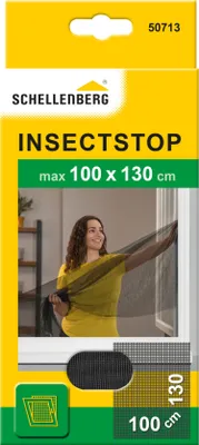 Immagine prodotto di Zanzariera Schellenberg per finestre, zanzariera senza foratura, protezione affidabile contro zanzare, mosche e insetti con nastro di fissaggio, 100 x 130 cm, antracite, 50713