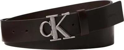 Image de Ceinture Calvin Klein pour homme, modèle "Buckle Smooth" avec boucle monogramme, couleur marron (Ck Dark)