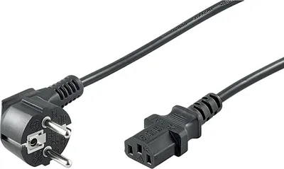 Produktbild von Wentronic Kaltgeräte Anschlusskabel abgewinkelt, 2,5 m, Schwarz, 2.5 m - Schutzkontaktstecker (Typ F, CEE 7/7) > Gerätebuchse C13 (Kaltgeräteanschluss)