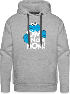 Produktbild von Spreadshirt Sesamstraße Krümelmonster Om Nom Nom Männer Premium Hoodie, S, Grau meliert