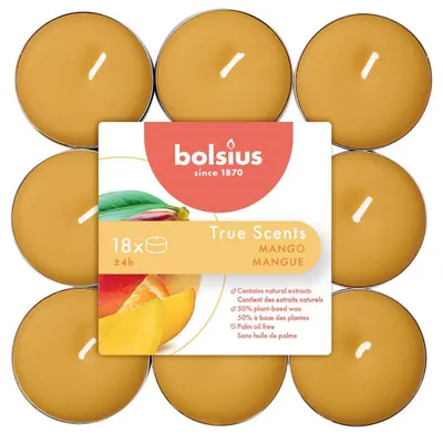 Obrázok produktu pre Bolsius vonná hliníková čajová sviečka 4h mango 18 kusov
