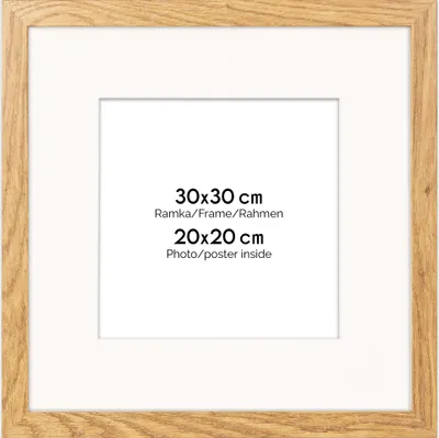 Immagine prodotto di Cornice FRAMAI® 30x30 cm in colore rovere - con passe-partout - telaio in legno MDF, plexi infrangibile, ecologico, con sospensione e supporto - formato verticale e orizzontale