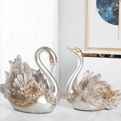 Image de Couple Swan Ornament Living Room TV Cabinet Swan Ornament Modern Home Decoration Wedding Gifts Silver