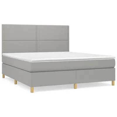 Image de vidaXL Lit boxspring avec matelas gris clair 180x200 cm Tissu