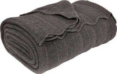 Produktbild von nielsen HOME Wohndecke Milo fein gestrickt, 150x200 cm, Antik Grau, 100% Baumwolle, Fischgrat-Optik
