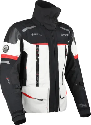 Imagen del producto de DANE Bornholm Pro: Chaqueta textil impermeable para motocicleta, color gris claro//rojo, talla 2XL
