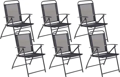 Produktbild von BELIANI Gartenstuhl 6er Set Schwarz Textil Stahl Klappbar Modern Balkon Terrasse Outdoor