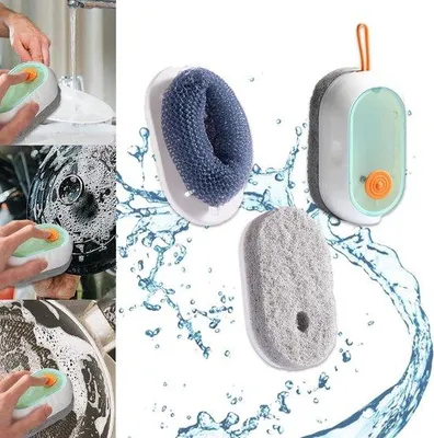 Image de Brosse-éponge avec 3 têtes de rechange, 12 x 65 x 25 cm, nylon, TPR
