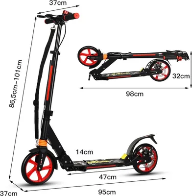 Obrázok produktu pre Kickscooter mestská kolobežka popruh na nosenie kolobežky výškovo nastaviteľná kolobežka čierna
