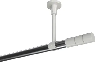 Produktbild von Interdeco Gardinenstange / Vorhangstange Chrom / Weiß, Typ Sonette Elanto (Rillenzylinder) ohne Ringe, Deckenmontage, 20 mm Ø 1-läufig, 200 cm