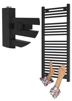Obrázok produktu pre Granitan - Kúpeľňový radiátor - Rebríkový radiátor 120x50 cm - Radiátor čierny - 572 W - BERGEN