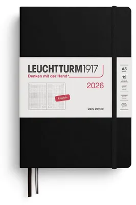 Produktbild von LEUCHTTURM1917 372780 Tageskalender Dotted Medium (A5) 2026, Schwarz, Englisch
