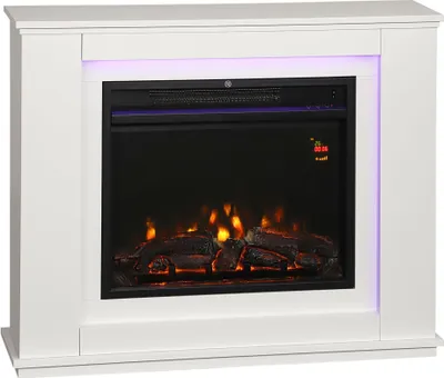 Zdjęcie produktu dla Kominek elektryczny HOMCOM z realistycznym efektem płomieni, 12 kolorów i 5 poziomów jasności