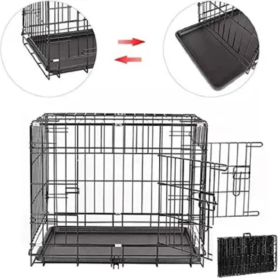 Image de Cage pour chiens avec portes pliable Box pour chiens Caisse de transport Cage grillagée", Tailles L