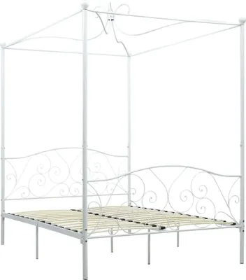 Immagine prodotto di vidaXL Struttura letto a baldacchino in metallo bianco 140 x 200 cm