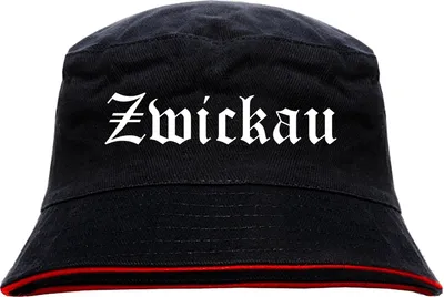 Produktbild von Zwickau Anglerhut - Altdeutsche Schrift - Schwarz-Roter Fischerhut S/M SchwarzRot