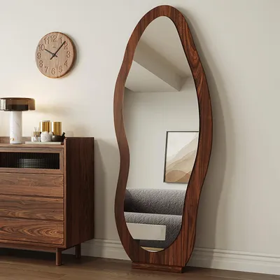 Produktbild von Muxing Vollkörperspiegel , Ankleidespiegel, Kleidungs-Spiegel, StandSpiegel, Sonderform Braun 180*80cm 【SMMGJK3654】
