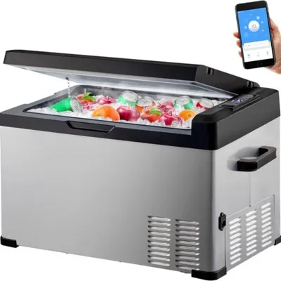 Produktbild von Happyment Kühlbox Deluxe 30L – Elektrisch Kühl- und Gefrierbox – 45 Dosen – Wiederaufladbar – 12/24V DC, 110-240V AC – Camping, Auto & Caravan