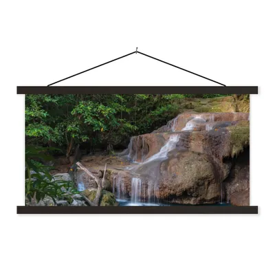 Produktbild von MuchoWow® Textilposter Wasserfall - Felsen - Landschaft 60x30 cm mit schwarzem Rahmen - Textilien