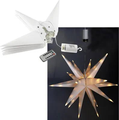 Zdjęcie produktu dla Duża biała poinsecja 3D, 56 cm, 72 ciepłe białe diody LED, zasilanie bateryjne